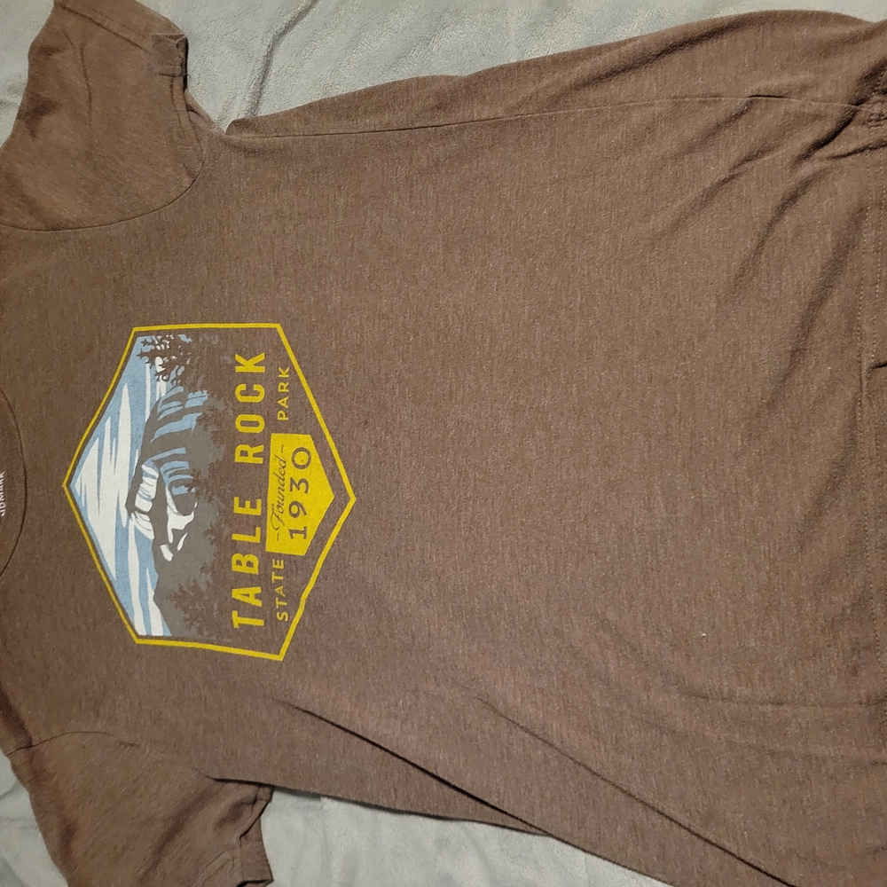 Brown Short Sleeve Tee with Mountain Logo